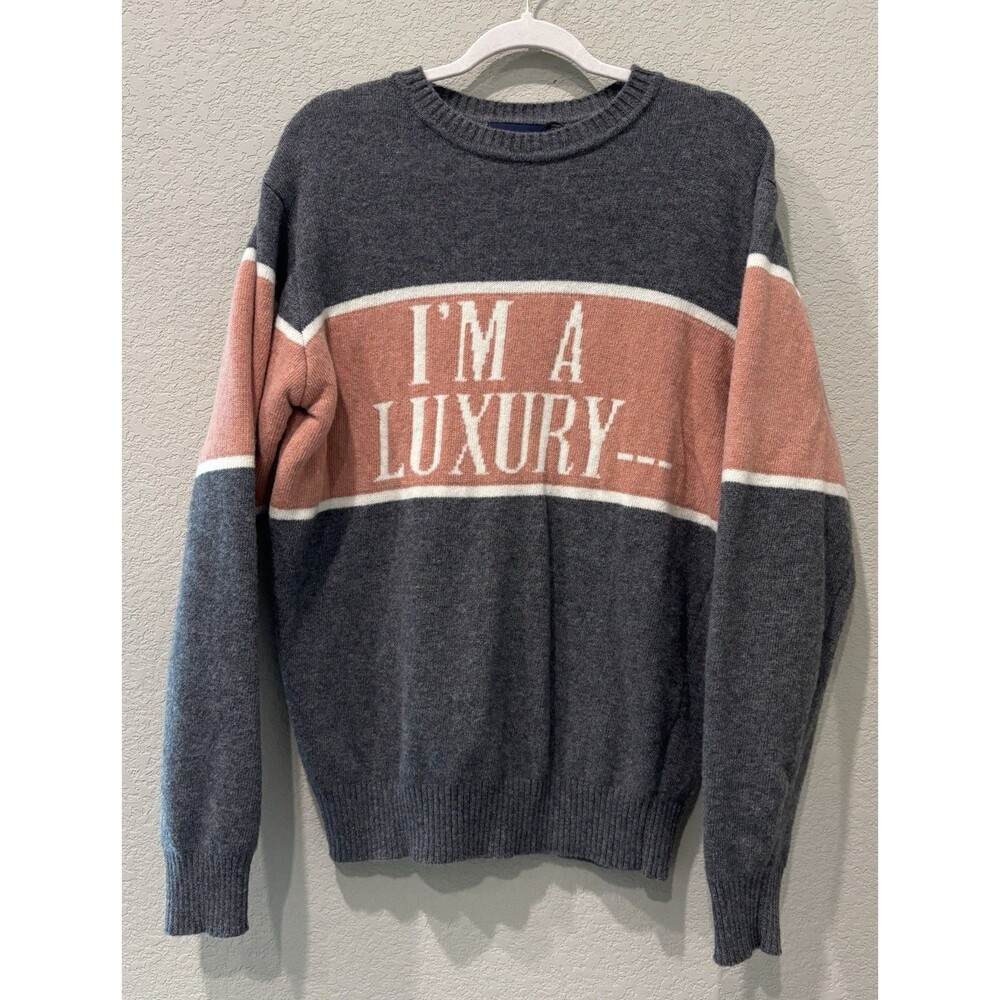 Gyles & George I’m A Luxury Jumper Sweater Sz M Pink / Gray Princess Diana NWOT